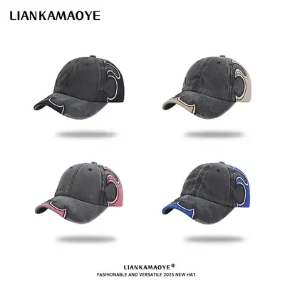Men Heavy Duty Gray Duckbill Cap with Chinese Embroidery