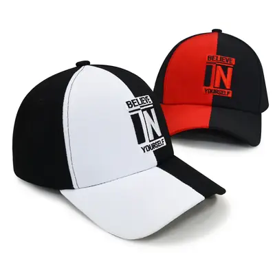 Unisex Red Black Baseball Cap with "BELIEVE IN YOURSELF" Design