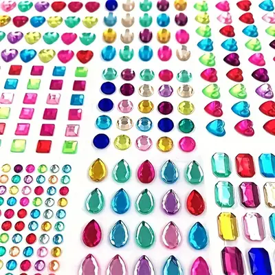 In-Stock Wholesale Small Irregular-Shaped Rhinestone Stickers 3D Heart and Star Stickers Children's DIY Handmade Self-Adhesive Crystal Stickers