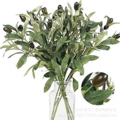 Cross-Border Hot-Selling Manufacturer Artificial Olive Tree Branches Fake Branches Home Living Room Decoration Ornaments Artificial Green Plant Branches