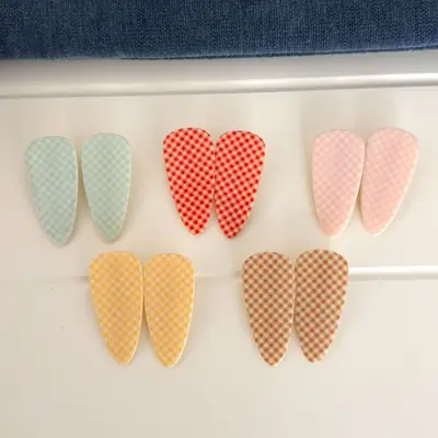 Korean-Style Fresh Plaid Water Drop Hair Clip, Girly Plaid Side Clip, Versatile Hairpin for Bangs, College Style Side Clip