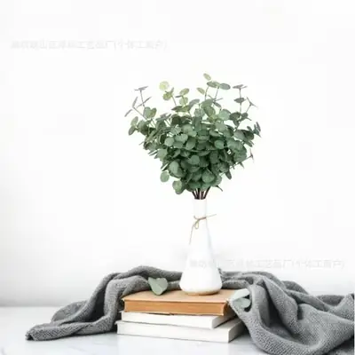 Eucalyptus Leaves Cross-Border Supply Wedding Floral Arrangement Accessories Single Green Plant Nordic Style Artificial Money Leaves