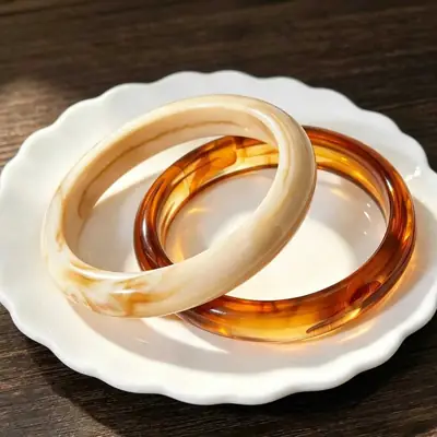 European and American Style Round Acrylic Bracelet, Unique Minimalist Design, Trendy Versatile Wristband, Light Luxury High-End Feel, Women's Jewelry