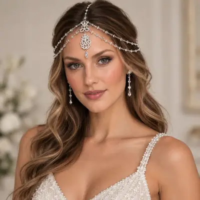 European and American retro tassel hair chain, rhinestone chain headband, fashionable bridal headpiece, bohemian ethnic-style hair accessory