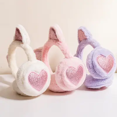 Winter New Warm Earmuffs in Stock Wholesale Thickened Plush Retractable Cat Ears Kidsren's Earmuffs Earbags for Women