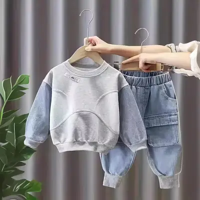 Boys' Sweatshirt Set, Spring Outfit, Stylish Children's Sportswear, Trendy Autumn Fashion, Cool and Fashionable Spring and Autumn Styles