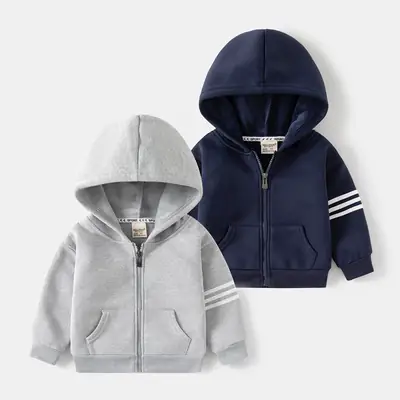 Children's Hooded Sweatshirt 2026 Autumn New Style Boys' Fleece Top Baby Zip-Up Jacket Sweatshirt Wholesale