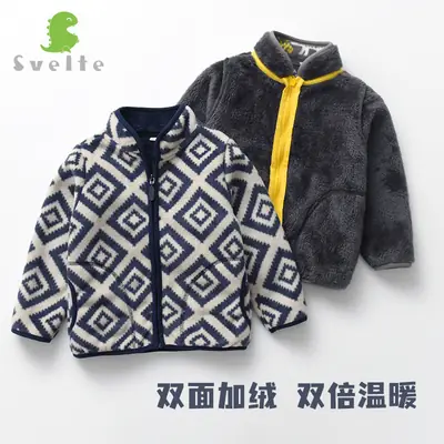 [Thick collection] children's fleece-lined polar fleece jacket printed fleece warm jacket for boys and girls wy1088