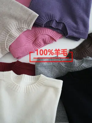 100% Pure Wool Soft Sweater for Women, Autumn and Winter Thick Loose Pullover, Lazy Style Base Knit Top, Export
