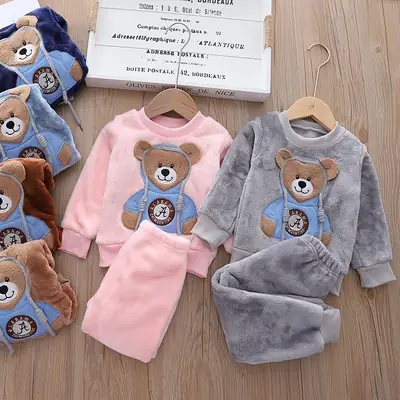 Baby Winter Pajamas Set 2026 New Style Infant Children's Clothing Boys and Girls Autumn and Winter Flannel Home Clothes Trendy