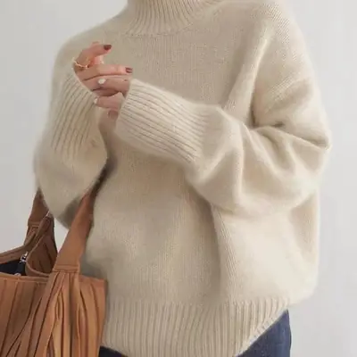 European Sweater 2025 Autumn and Winter New High Collar Loose Versatile Knitted Pullover Lazy Style Inner Wear Outer Bottoming Shirt