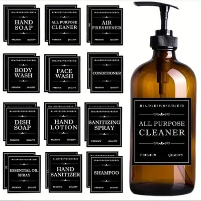 12 Shampoo Body Soap Bottle Waterproof Stickers Body Cleaner Sub-packaging Bottle Label Stickers