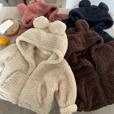 Korean Style Kidsren's Tops, Autumn and Winter Styles for Boys and Girls, Velvet Sweater Jackets, Baby Solid Color Zipper Shirts, Trendy Models in Stock
