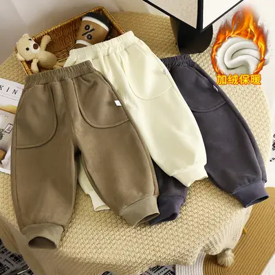 Children's velvet pants winter new boys thick baby warm girls pants sports pants children's pants wholesale