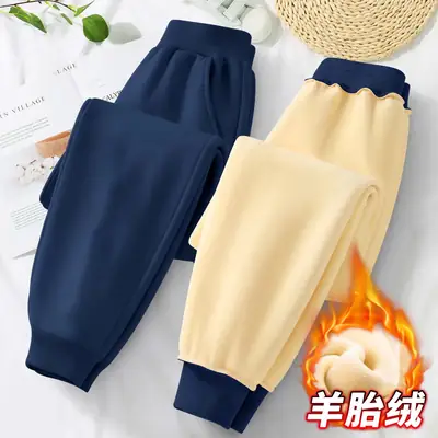 Children's Fleece-Lined Warm Sports Pants for Autumn and Winter, Versatile Casual Pants for Kids, Trendy Style for Young Children