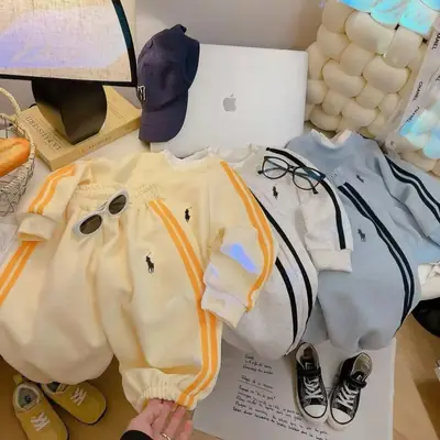 Children's Fleece Sweatshirt Trendy Brand Children's Clothing 2026 Spring and Autumn Two-Piece Set Sports Suit Korean Style Boys' Set Trendy