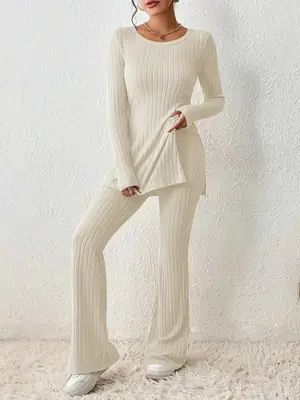 European and American Amazon Cross-Border Women's Clothing Solid Color Sexy Casual Slim New Fashion Feminine Knitted Pit Suit