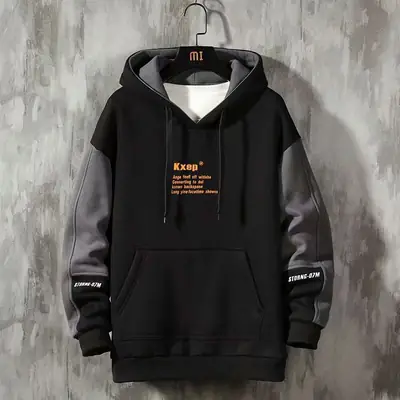 Winter Hooded Sweat fleece-lined Boys Teenager Korean Fashionable Winter Big Pocket Casual Sports Men's Top
