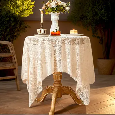Cross-border explosions French light luxury dining table coffee table cover towel lace hollow table cloth rectangular decorative round table wholesale