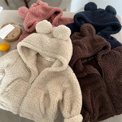 Children's Outwears, Autumn and Winter New Products, Boys and Girls' Stand-Up Fur Sweater Jackets, Kidsren's Clothing, Pure Color Zipper Shirts, Trendyy and Fashionable