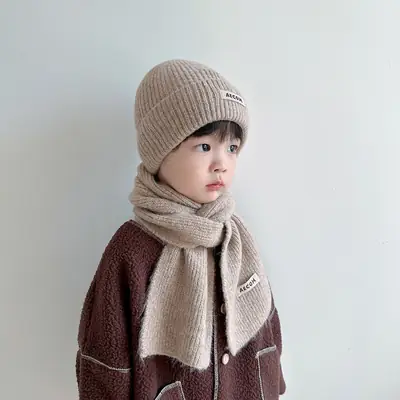 Children's Hat and Scarf Set for Older Kidsren in Autumn and Winter Windproof and Warm Baby Woolen Hat for Boys and Girls Ear Protection Hat