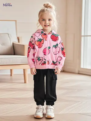 Source Factory Girls Sweatshirt Wholesale Autumn Cartoon Long Sleeve Children's Top Zippered Hooded Sweatshirt