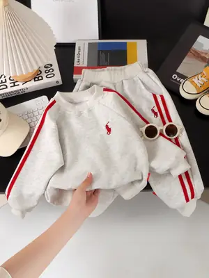 Korean Style Spring and Autumn New Children's Outfit 2026 Fashionable Boys and Girls Sweatshirt Set Children's Spring Sports Clothing