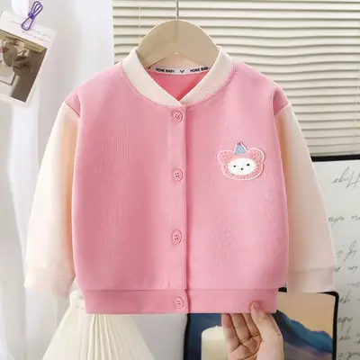 New Children's Jacket, Stylish Knitted Sweater for Girls, Spring and Autumn Baby Baseball Jacket, Versatile Sweater Cardigan for Boys
