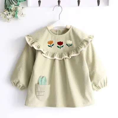 Coveralls for Baby Girls and Kidsren, Waterproof, Anti-Dirty, Thick, Reverse Dressing, Eating Bibs, Kindergarten Baby Protective Clothing, Autumn and Winter