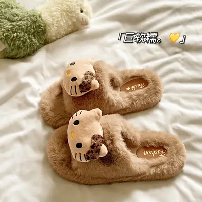Cross-Border Furry Slippers for Women's Outer Wear 2025 New Autumn and Winter Comfortable and Versatile Non-Slip Fleece-Lined Birkenstock Cotton Slippers Wholesale