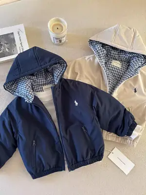 Children's Hooded Jacket for Boys, Quilted Winter New Style, Solid Color Coat, Warm Baby Cotton Clothing, Stylish for Girls
