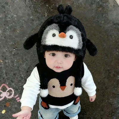 Children's Hats, Winter Hats, Penguin Hats, Thickened Warm Windproof Ear Protection Hats for Boys and Girls, Lei Feng Hats, New Spring and Summer Styles