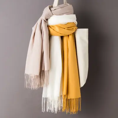 2020 Thin Imitation Cashmere Scarf Solid Color Tassel European and American Style Shawl Logo Gift Scarf Direct Sale