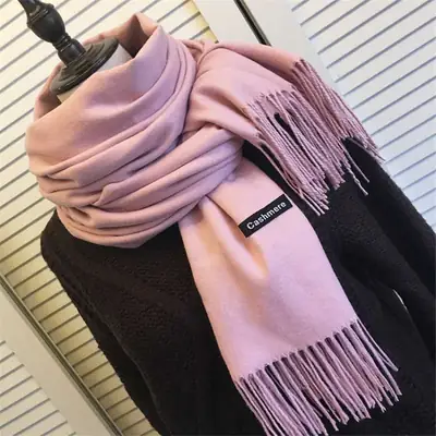 Cross-Border Popular Imitation Cashmere Autumn and Winter Scarf for Women, Red Solid Color, Warm Neck Protector, Neck Scarf, Shawl, Dual-Purpose Company Gift