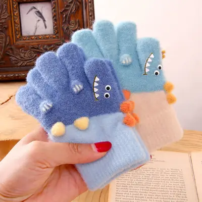 New Children's Half-Finger Gloves Winter Warm and Cute Children's Middle-Aged Boys and Girls Primary School Students Fingerless Gloves